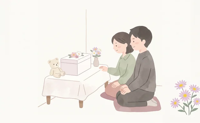ご自宅で赤ちゃんとのお時間を過ごすご安置の様子