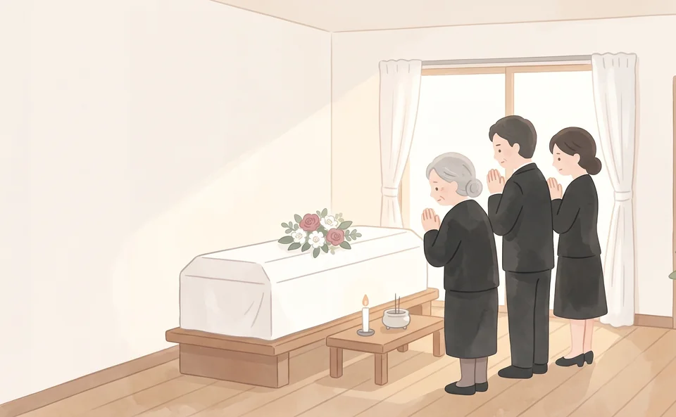 江東区の火葬式プランで家族だけで故人様をお見送りする様子